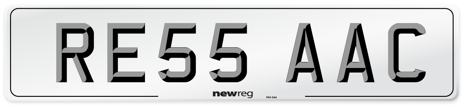 RE55 AAC Number Plate from New Reg